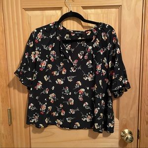 Madewell silk ruffle sleeve floral print blouse